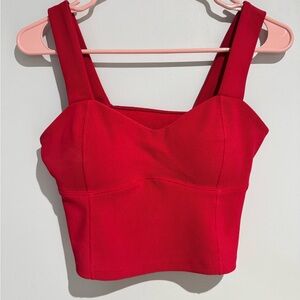 Red Fitted Sleeveless Crop Tank Top